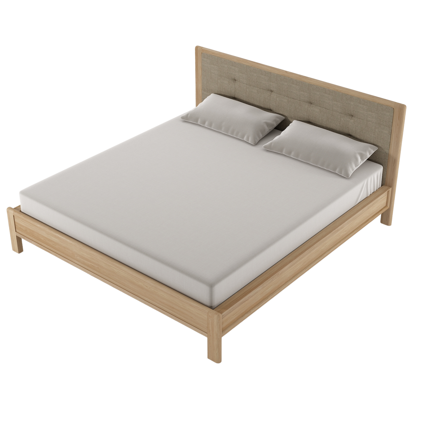 Circa King without Storage - European White oak and fabric Headboard