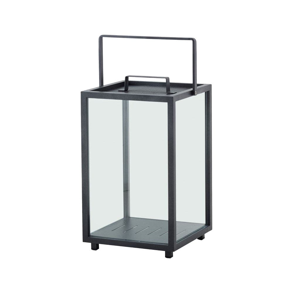 5725AL_1 Black metal lantern with glass panels and handle