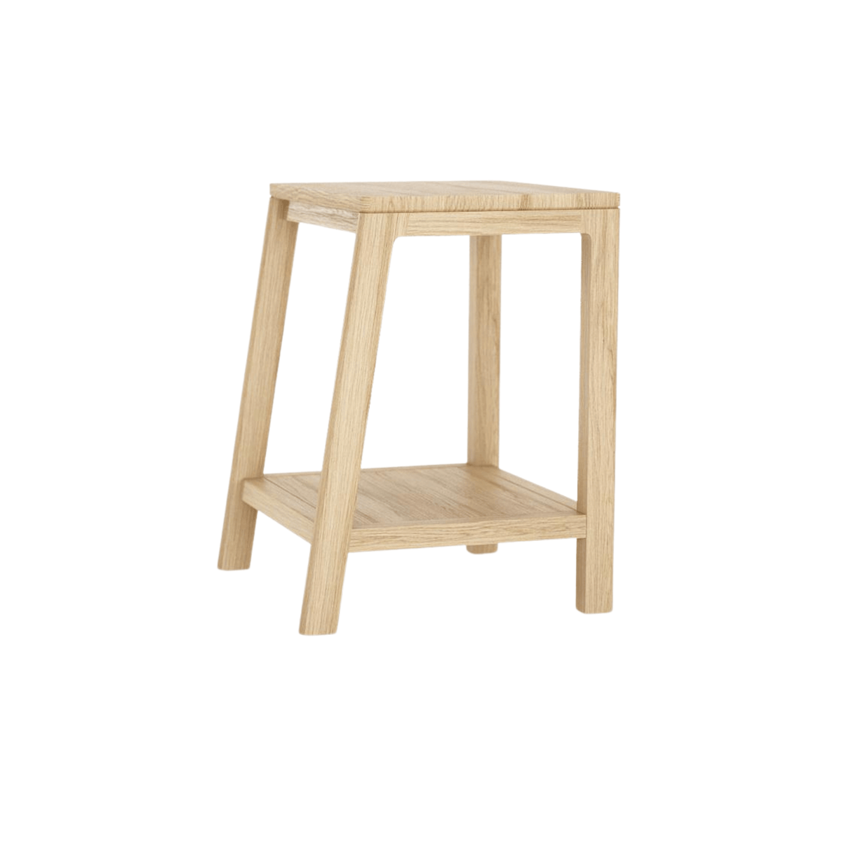 Wooden side table with shelf.