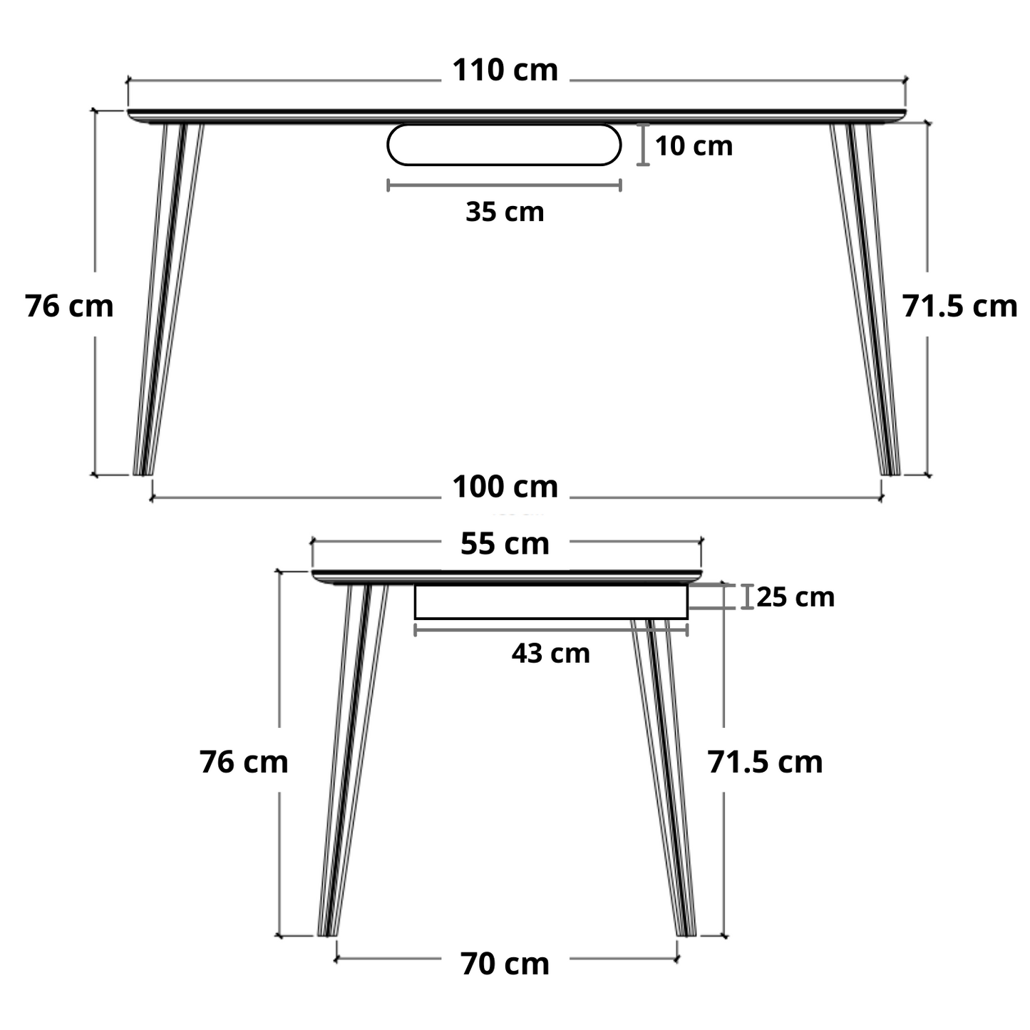 Domani Desk with Draw -  Black Satin