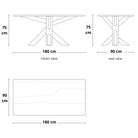 Diagram of a wooden table with dimensions.