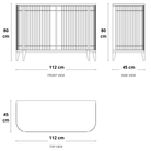Diagram of a cabinet with dimensions.