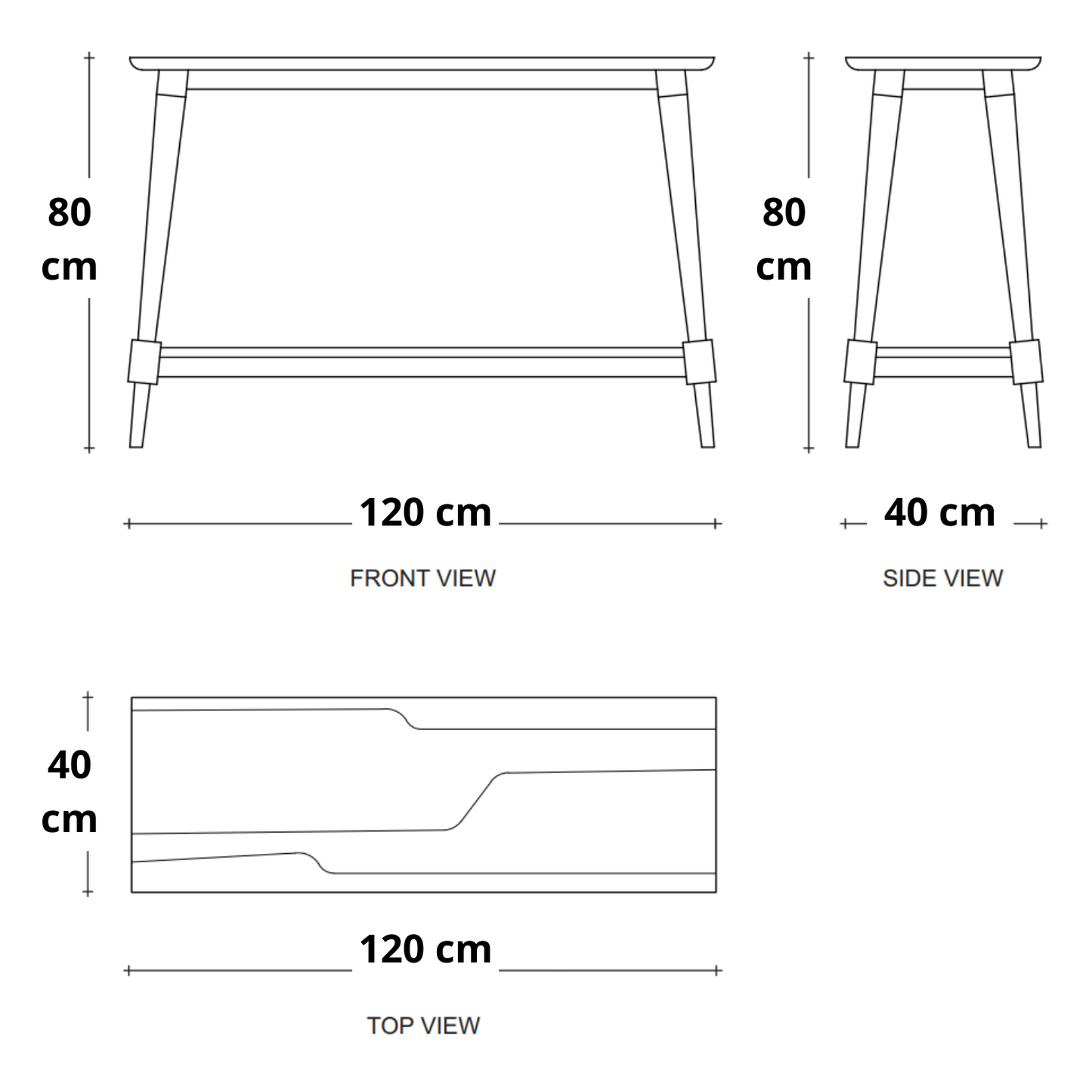 Vintage Console 1 Shelf - European Oak