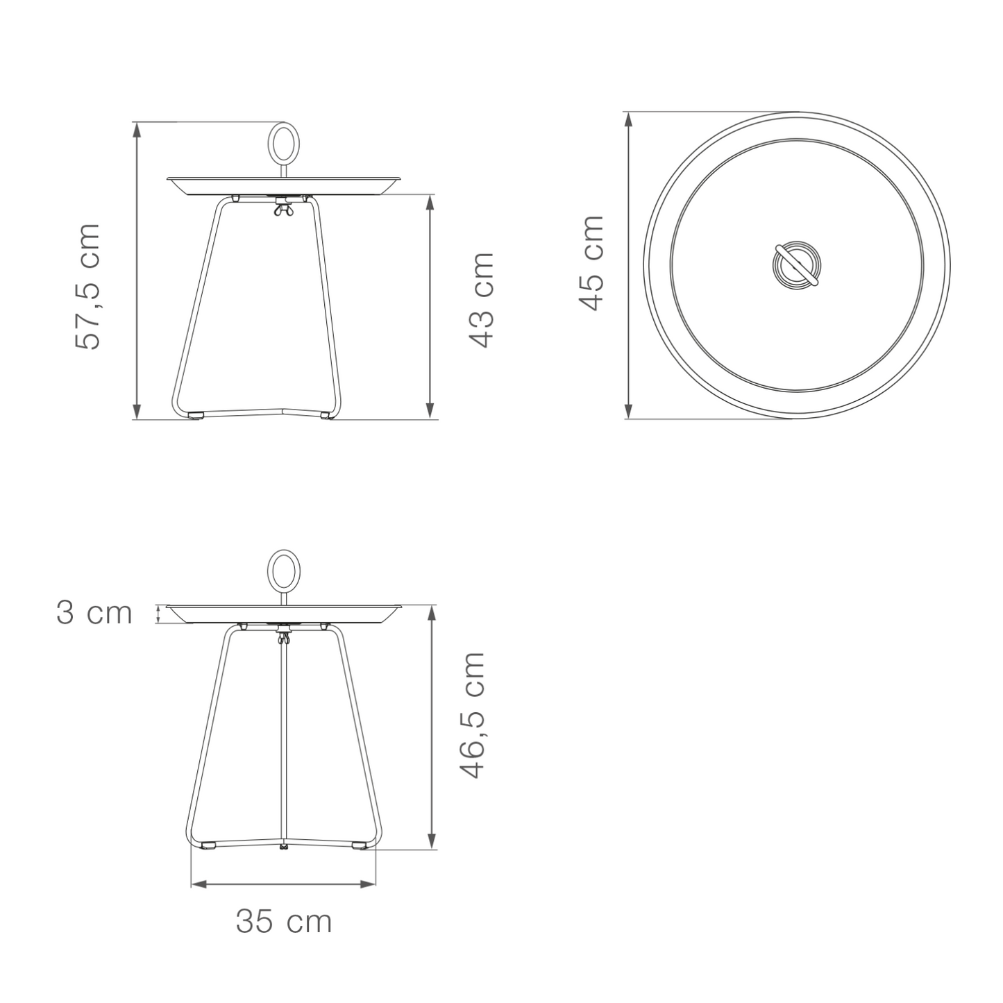 Eyelet Tray Table 45(CM) - Black Small