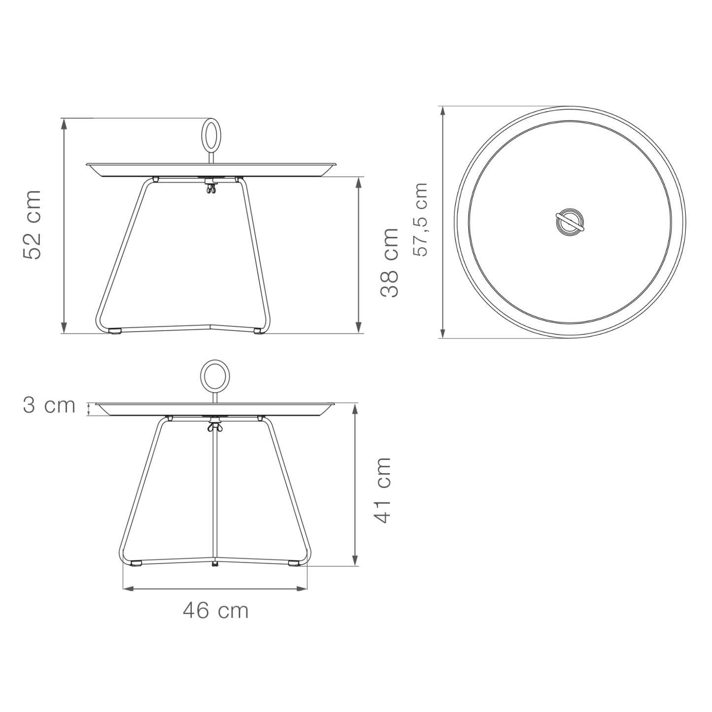 Eyelet Tray Table 60(CM) - Black Medium