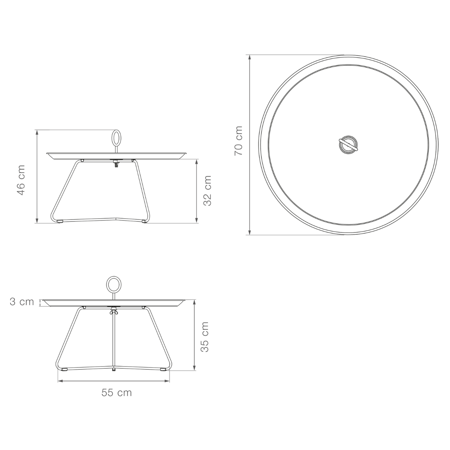 Eyelet Tray Table 70(CM)  - Black Large