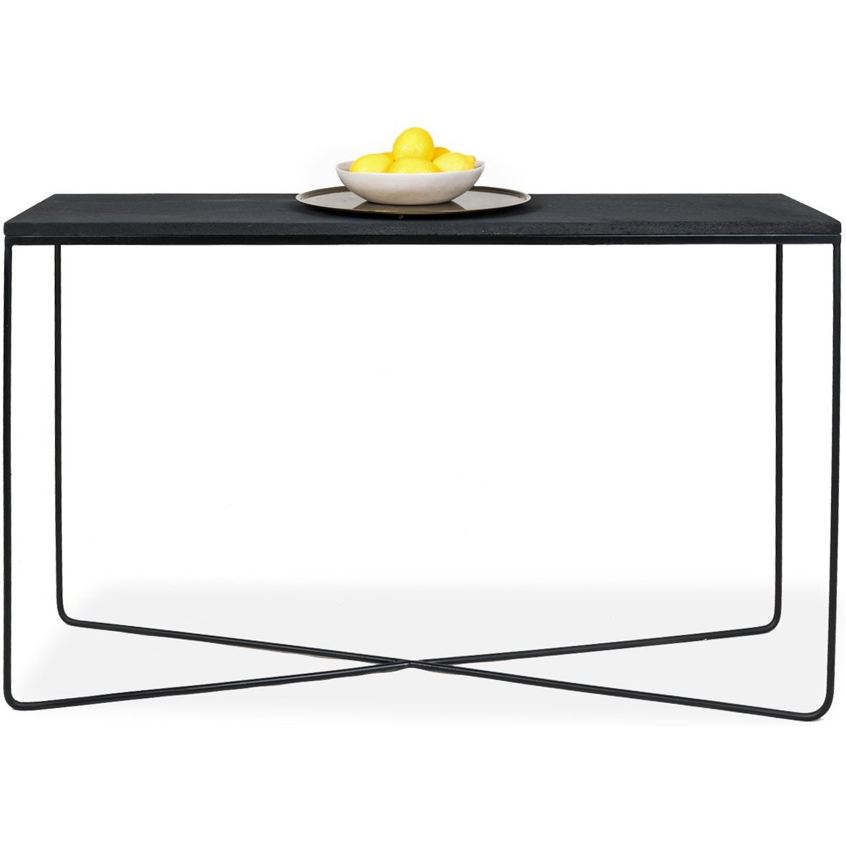 Lava Stone Black Console Table 120cm | SLH Designer Furniture-Indoor Furniture-SLH-Black-Lava Stone,Powdercoated Metal-Natural Rustic-SLH AU