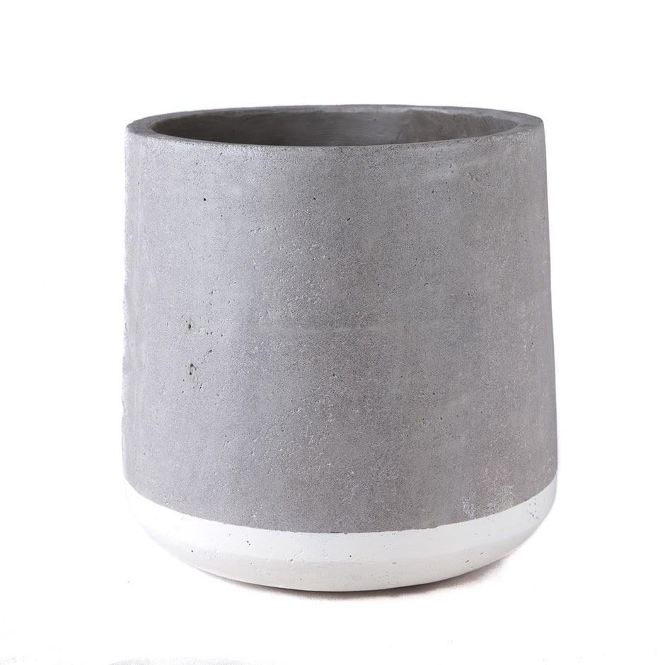 Large Concrete Planter with White Band | SLH Designer Furniture-Homewares-SLH-Cement,White-natural concrete,paint-Smooth Natural-SLH AU