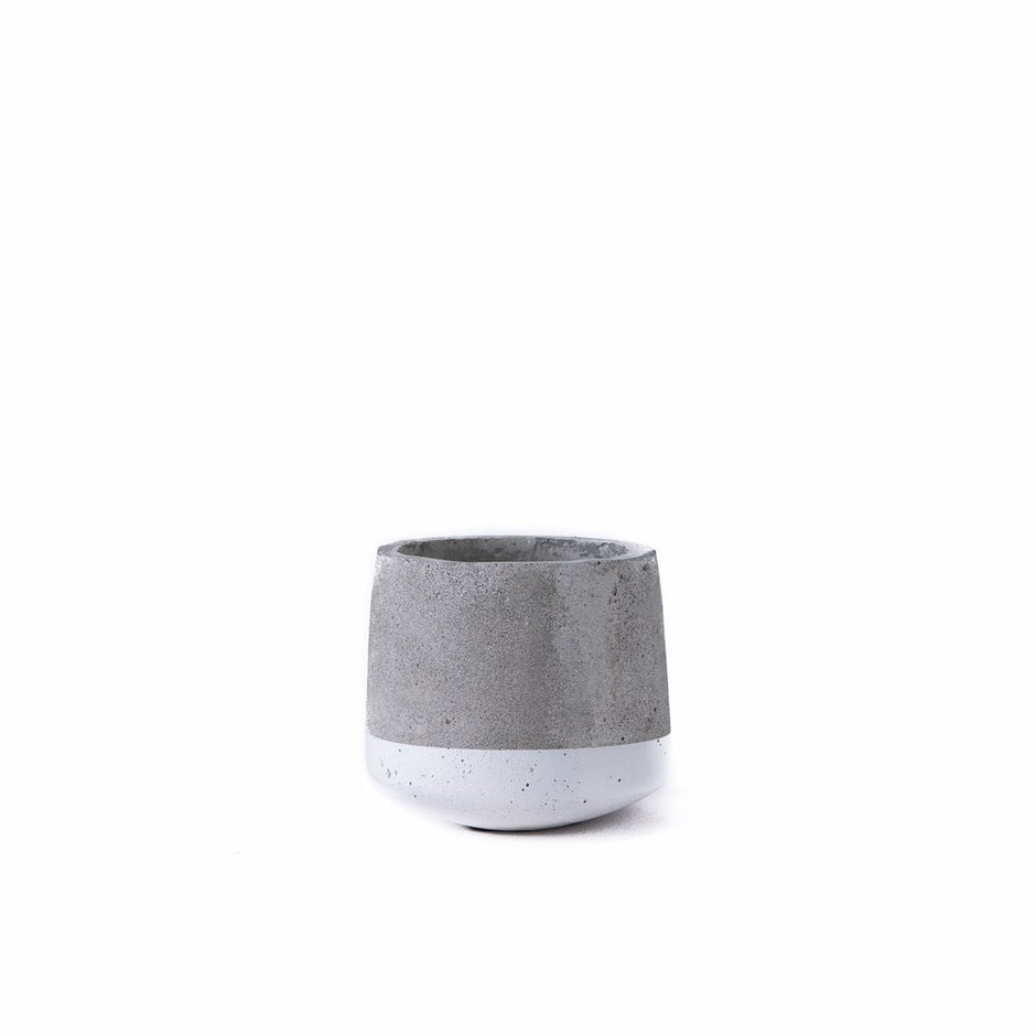 Small Concrete Planter with White Band | SLH Designer Furniture-Homewares-SLH-Natural Concrete,White-Natural concrete,Paint-Smooth Natural-SLH AU