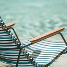 Blue stripe chair by the pool