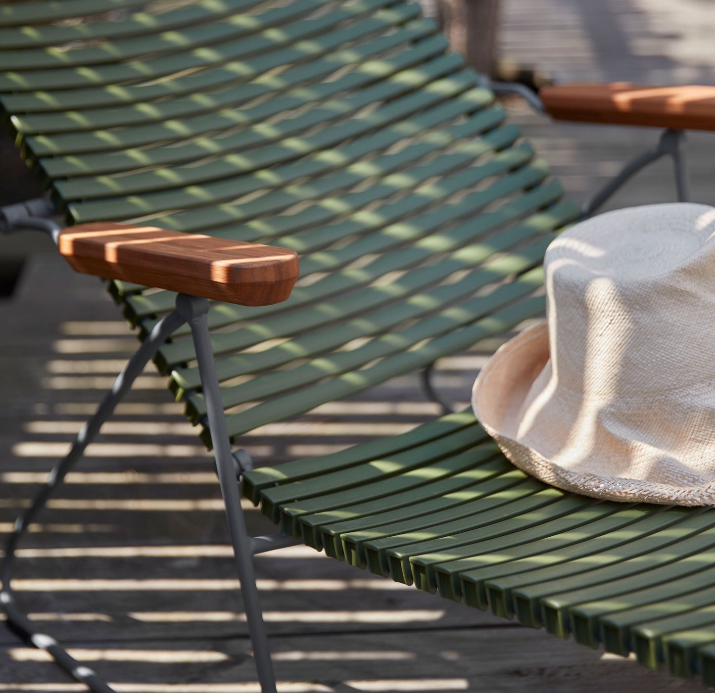 Click Sunlounger with Armrest- Olive Green