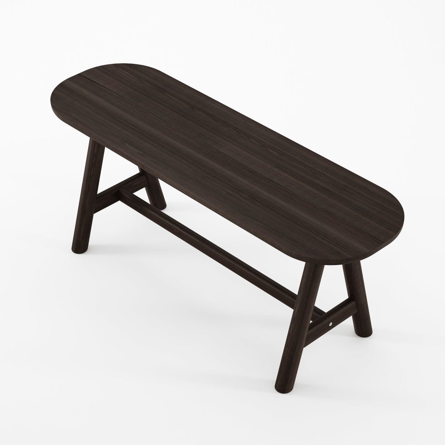 Curbus Oval Bench -White Ash Dark Stained