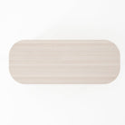 CR02-AW coffee table, top view, 100x40x40d, light wood grain