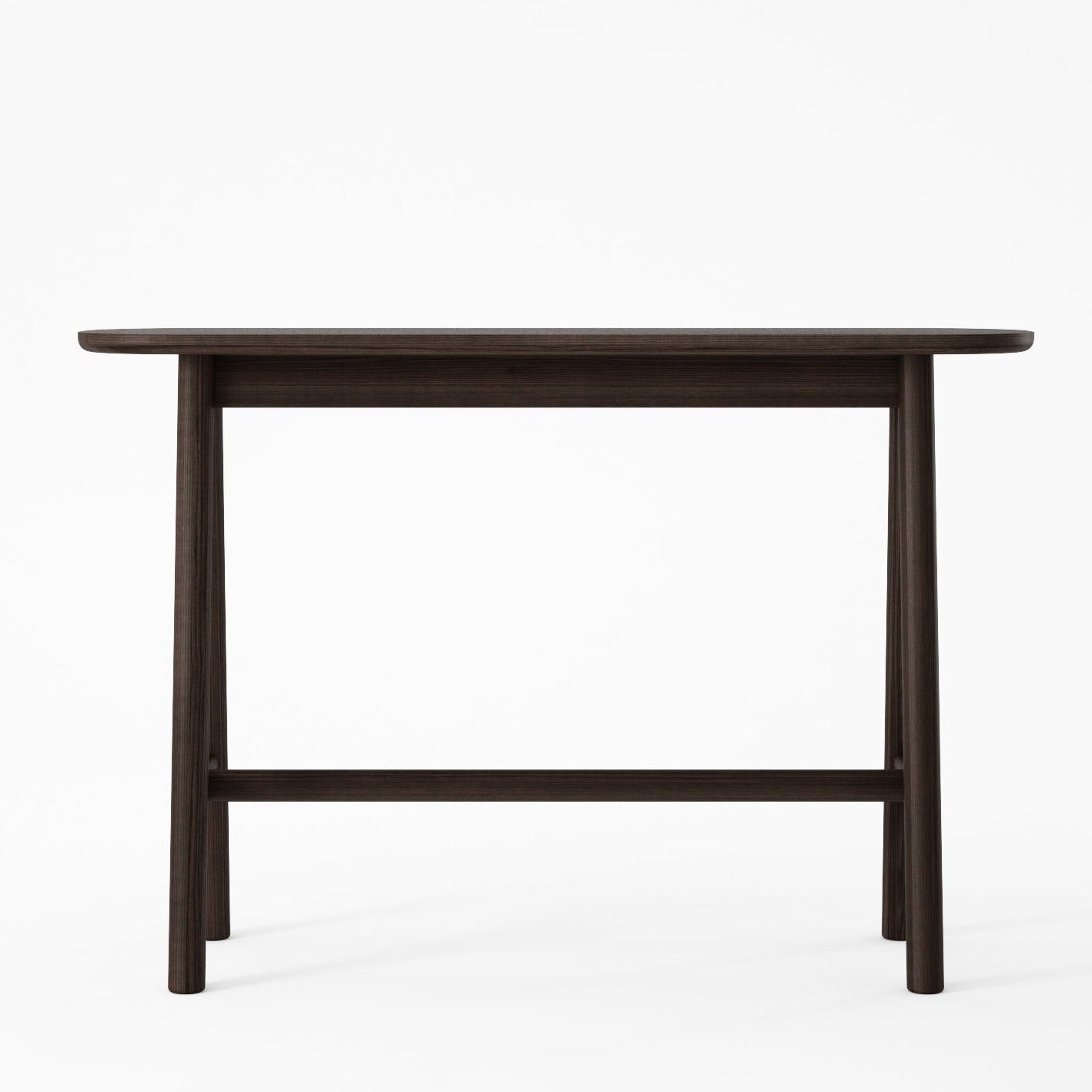 Curbus Oval Console - White Ash Dark Stained