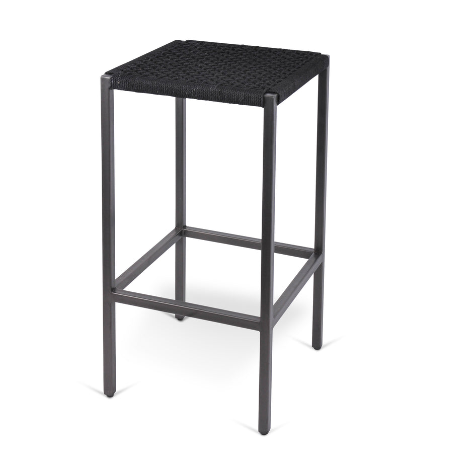 Kleo Bistro Black Woven Counter Stool | SLH Designer Furniture-Indoor Furniture-SLH-Black, Metallic-SLH AU