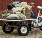 KLIPPAN blankets and pillows on vintage cargo bike