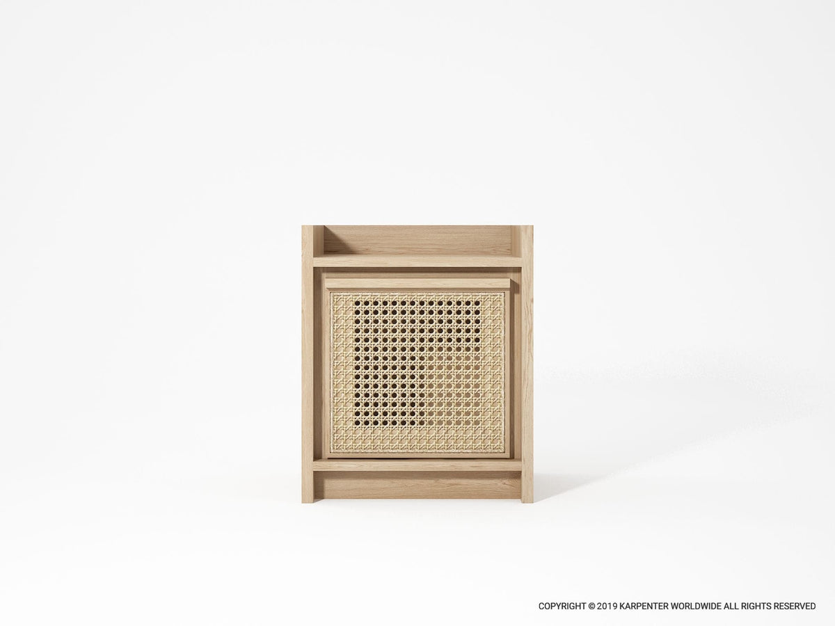 Wooden cabinet with woven front