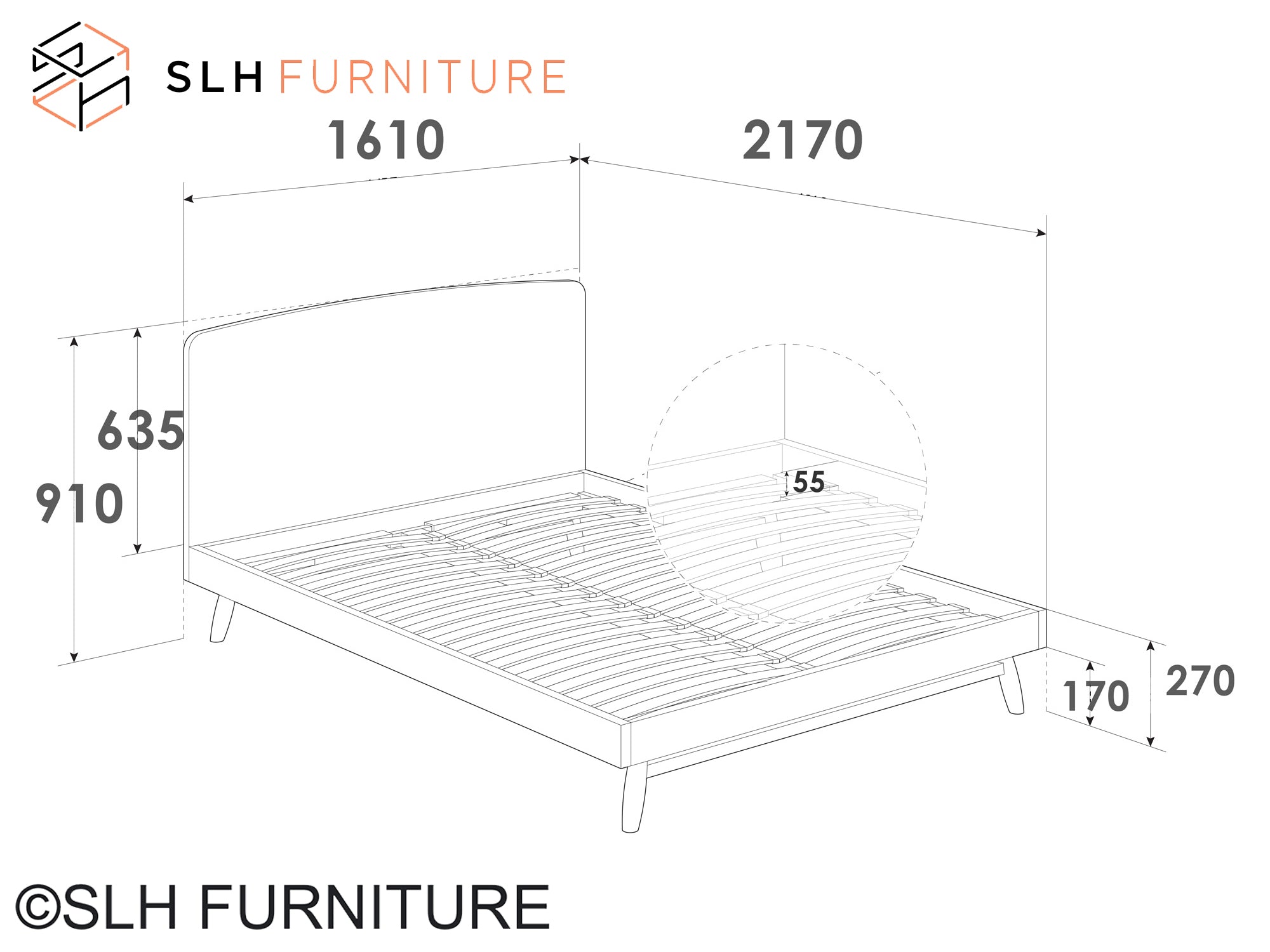 Twist Queen Bed  - European Oak