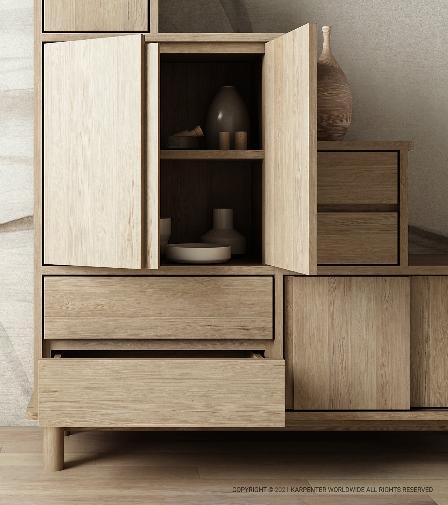 Tansu K Stairs Cabinet - European White Oak