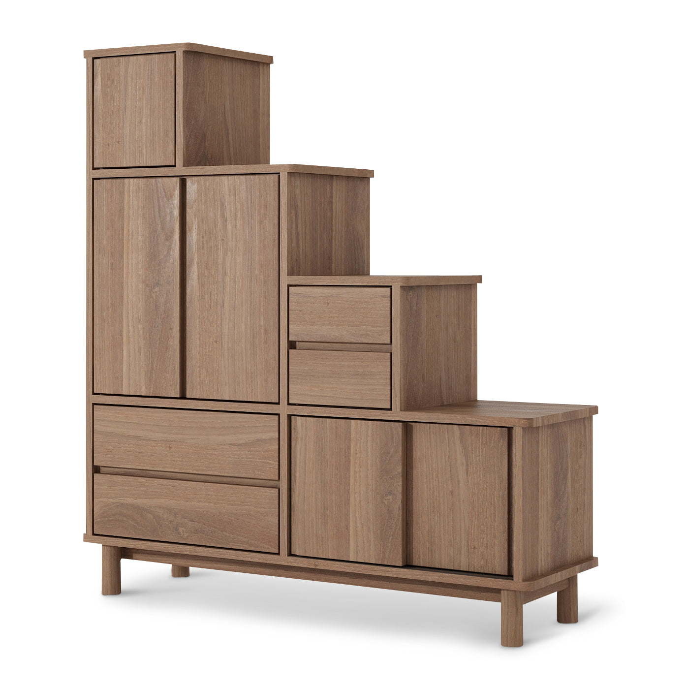 Tansu K Stairs Teak Cabinet -Indoor Furniture-Karpenter-Teak Brown-FSC-Certified Recycled Teak-Natural Water-based-SLH AU