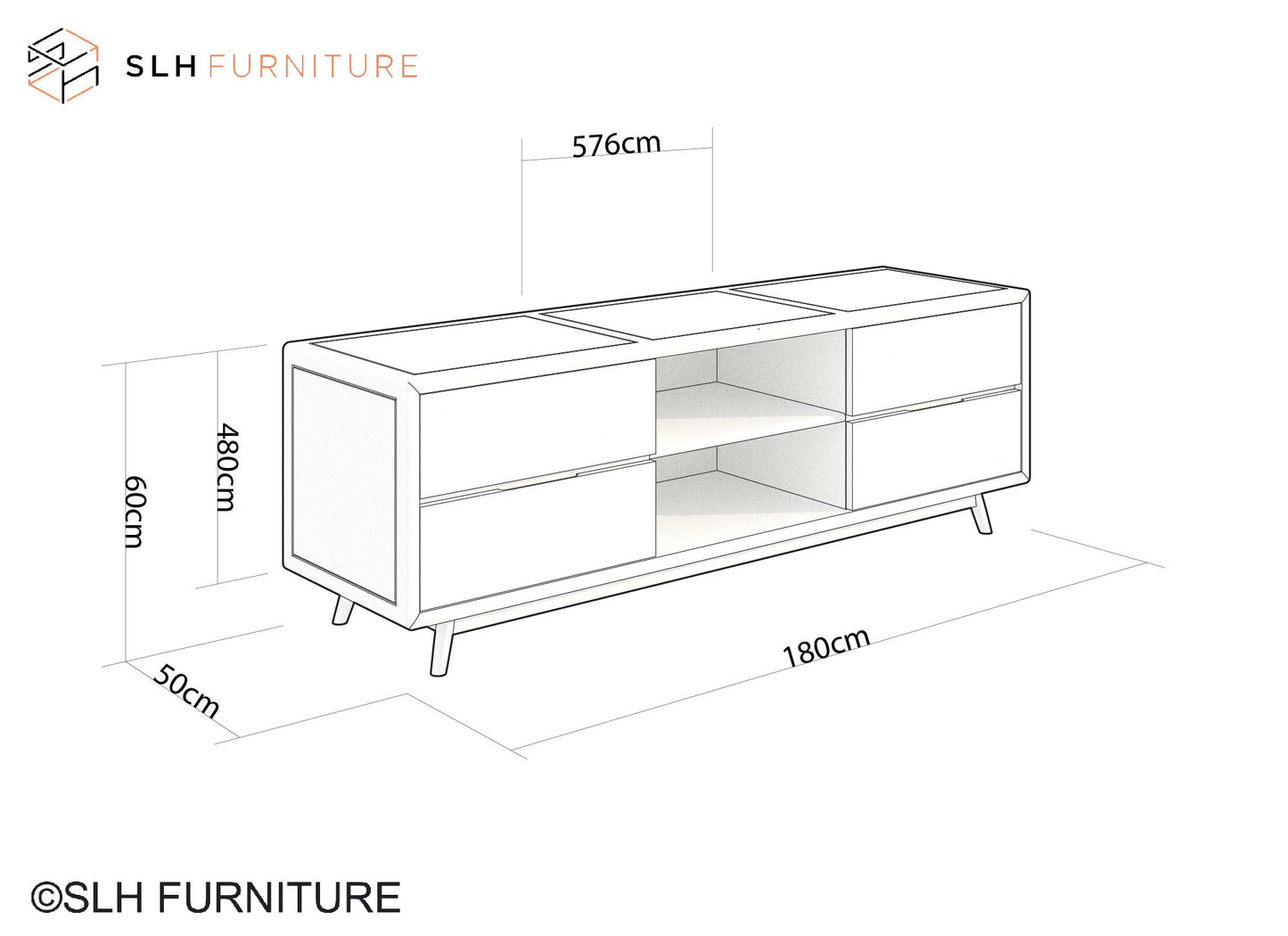 Vintage Low TV Unit - European Oak