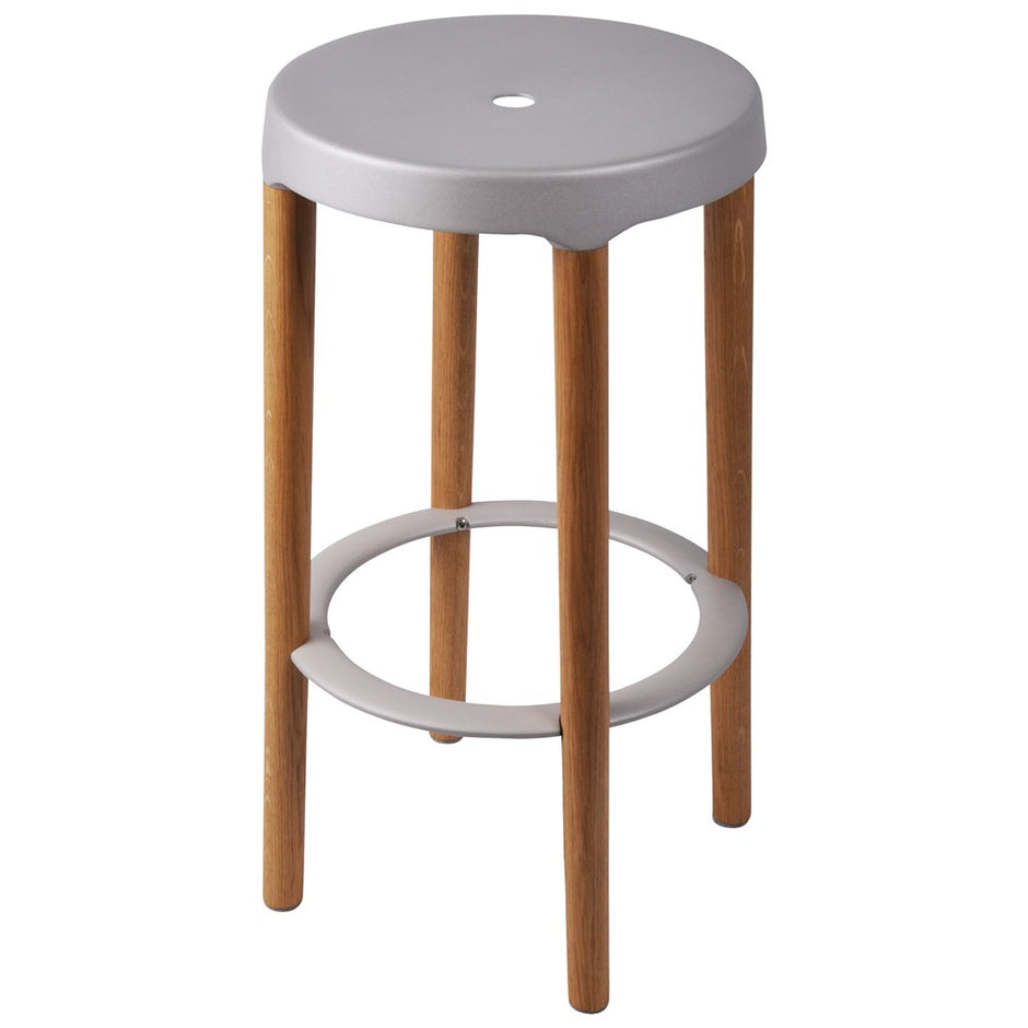 Fuso Oak & Aluminum Counter Stool | SLH Furniture-Indoor Furniture-Marmo-Silver, Natural-Aluminium, Oak-Smooth Textured-SLH AU