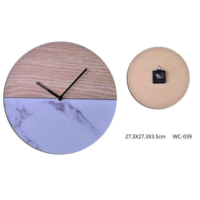 Plywood & Marble Face Clock | SLH Designer Furniture-Homewares-SLH-Default-MDF-SLH AU