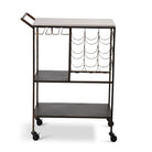 Rolling bar cart with wine rack