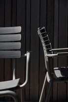 ReCLIPS chair closeup against wood background