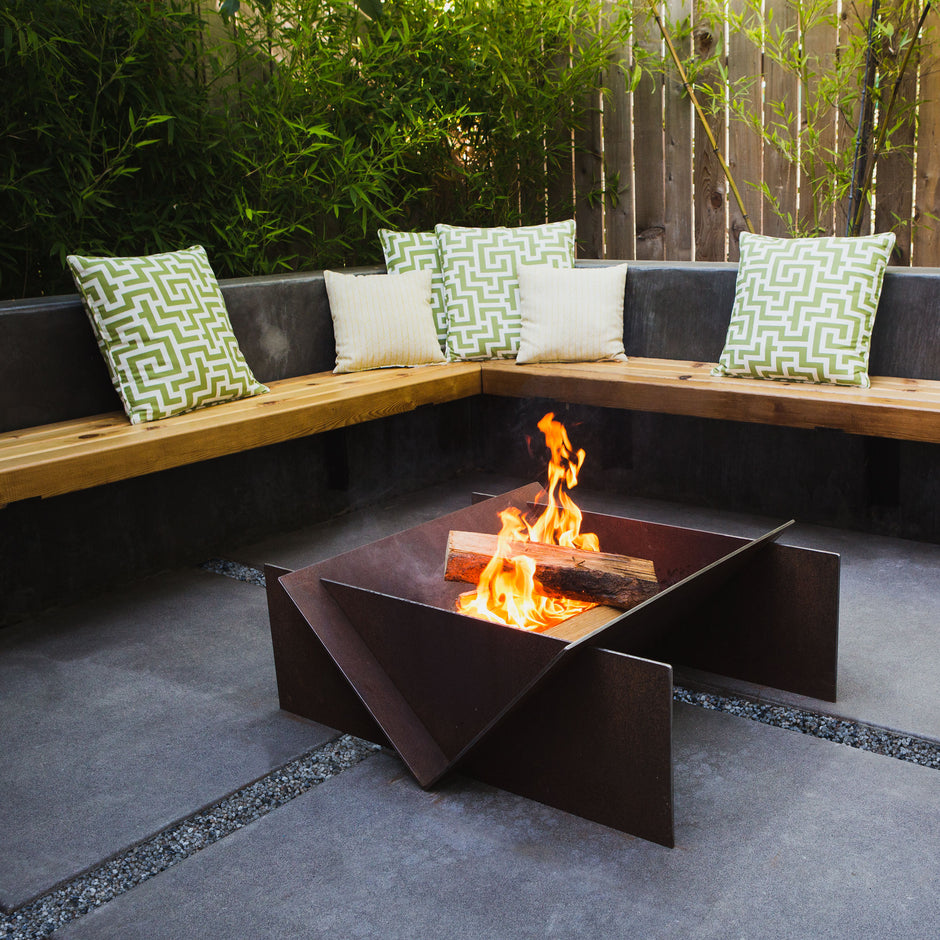 Stahl Large Outdoor Diecast Geometrical Fire Pit 84 x 50cm | SLH-Outdoor Accessories-SLH-SLH AU