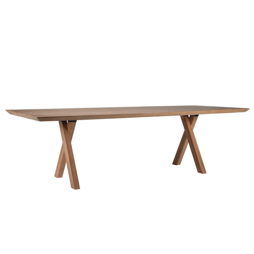 Jodoh Cross Leg Timber Dining Table 200cm - Sustainable Furniture-Indoor Furniture-SLH-Teak Brown-Sustainable Plantation Teak-Natural Water-based-SLH AU