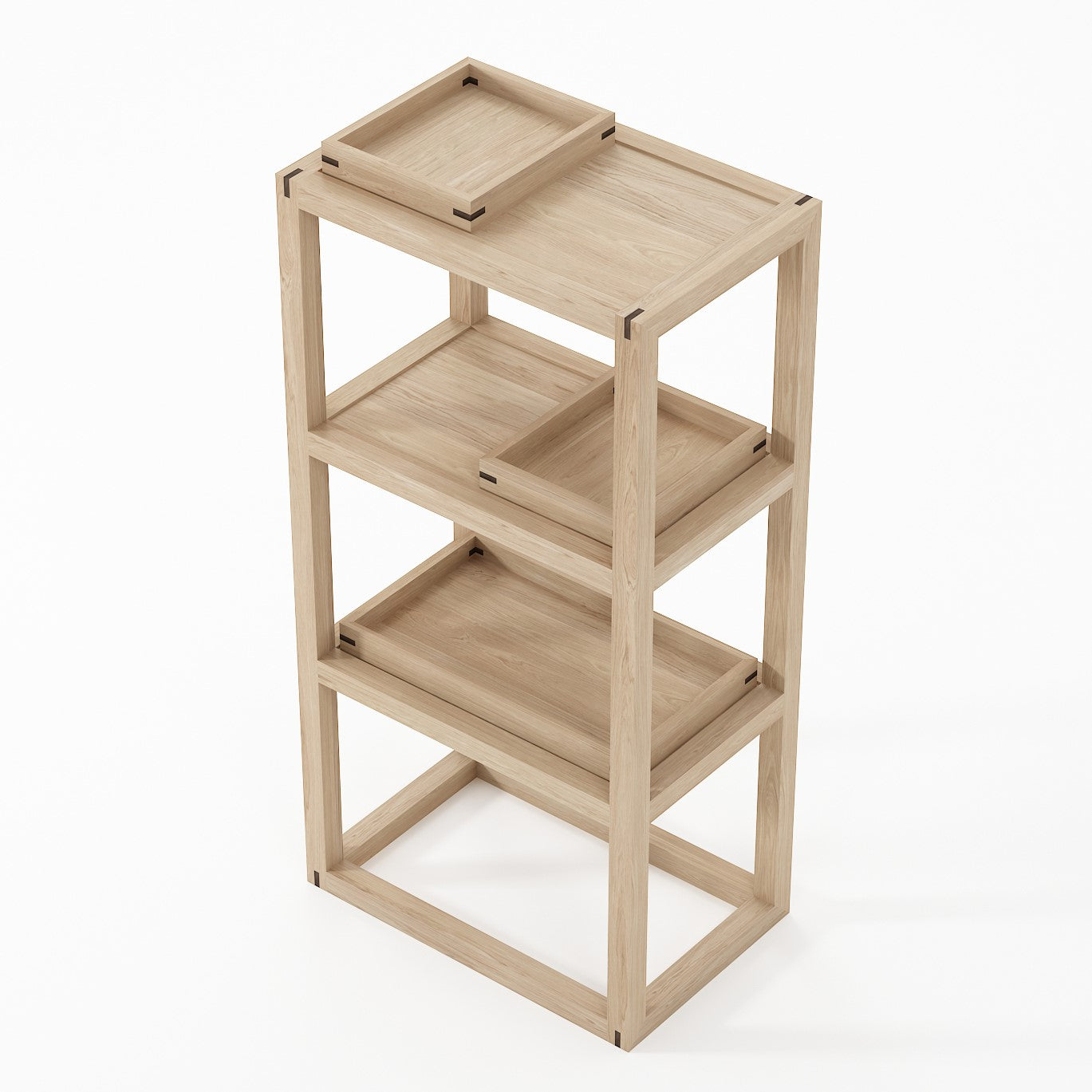 Up and Down 3 tier Narrow Shelves - European Oak