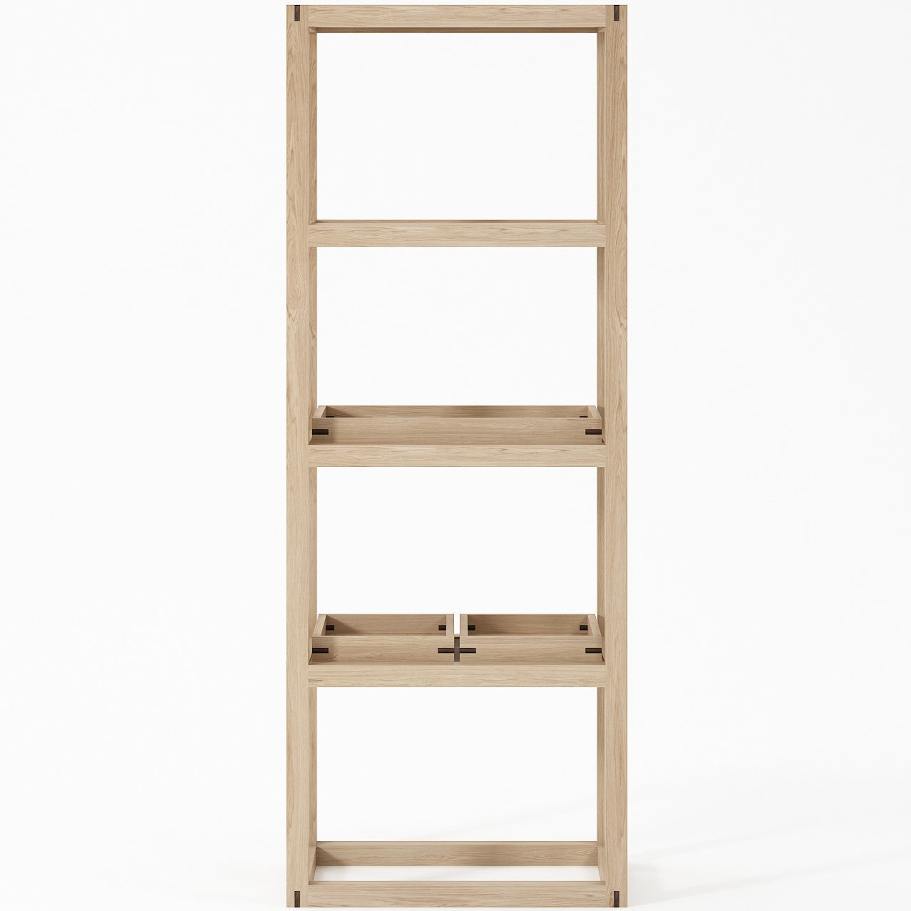 Up and Down 4 tier Tall Narrow Shelves - European Oak