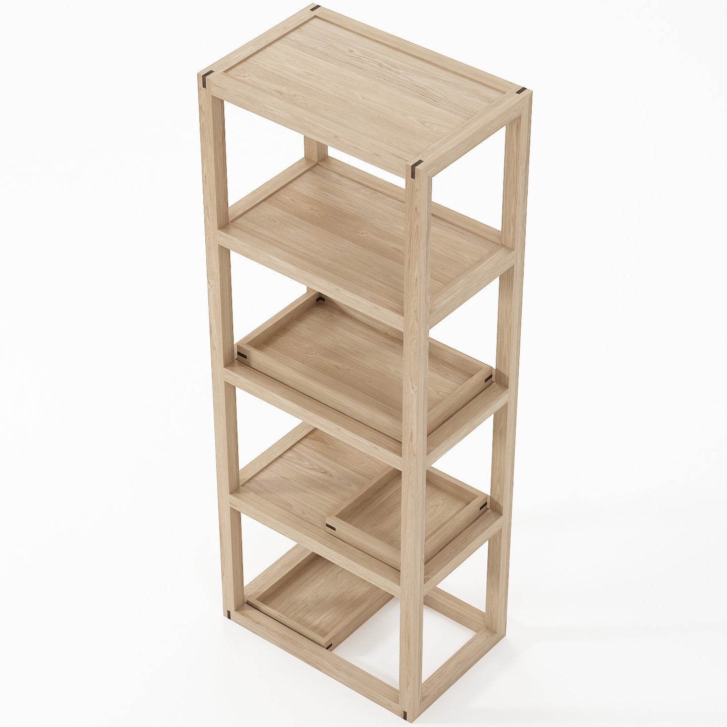 Up and Down 4 tier Tall Narrow Shelves - European Oak