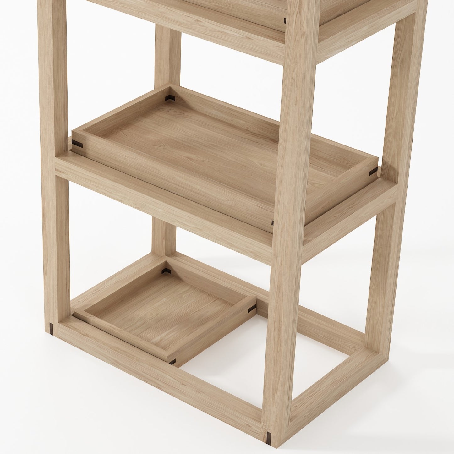 Up and Down 4 tier Tall Narrow Shelves - European Oak