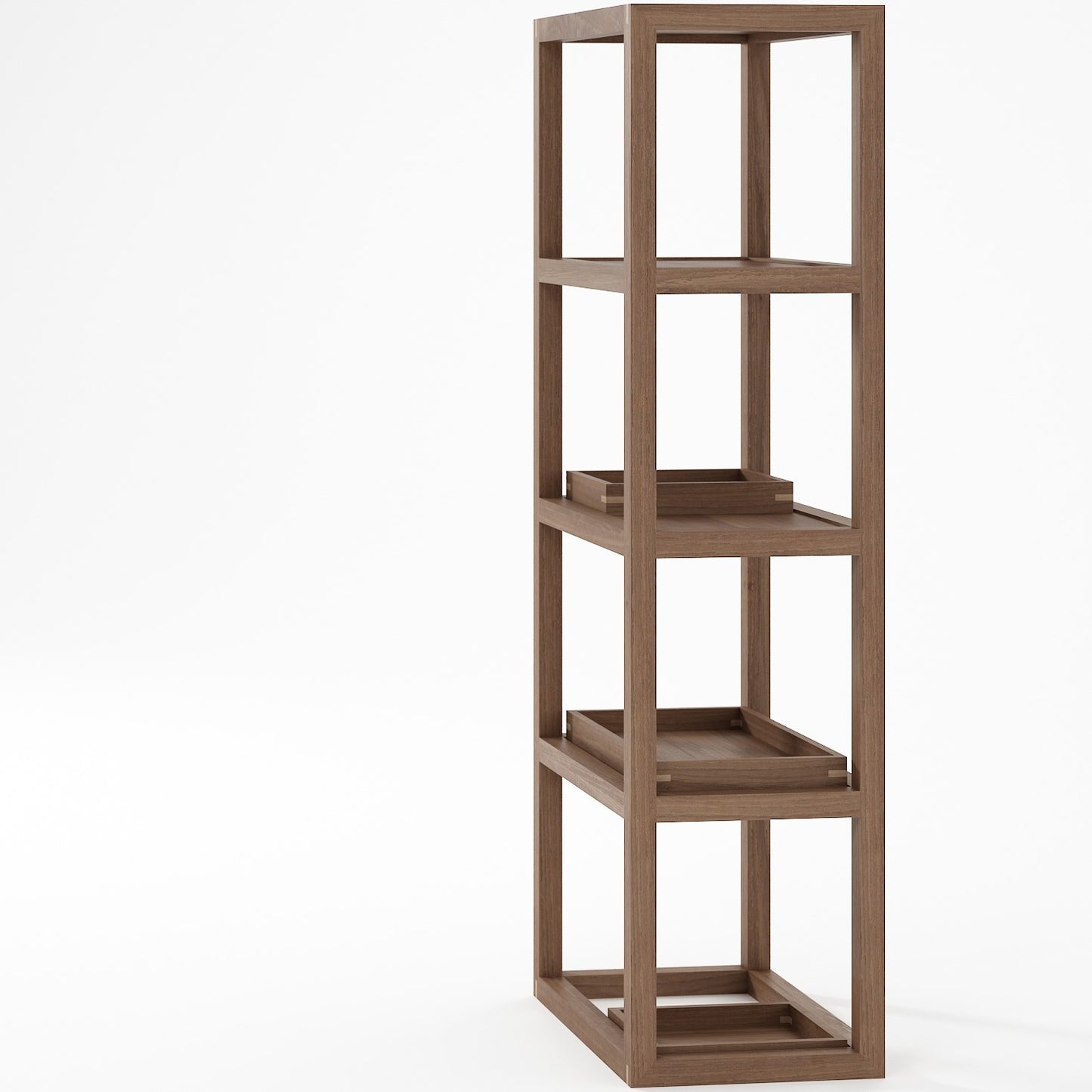 Up and Down 4 tier Tall Narrow Shelves - FSC Teak