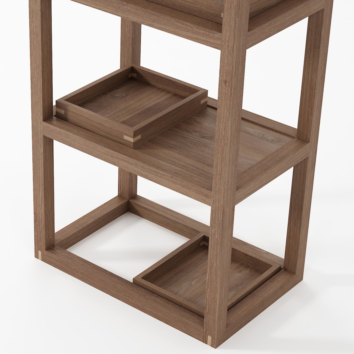 Up and Down 4 tier Tall Narrow Shelves - FSC Teak