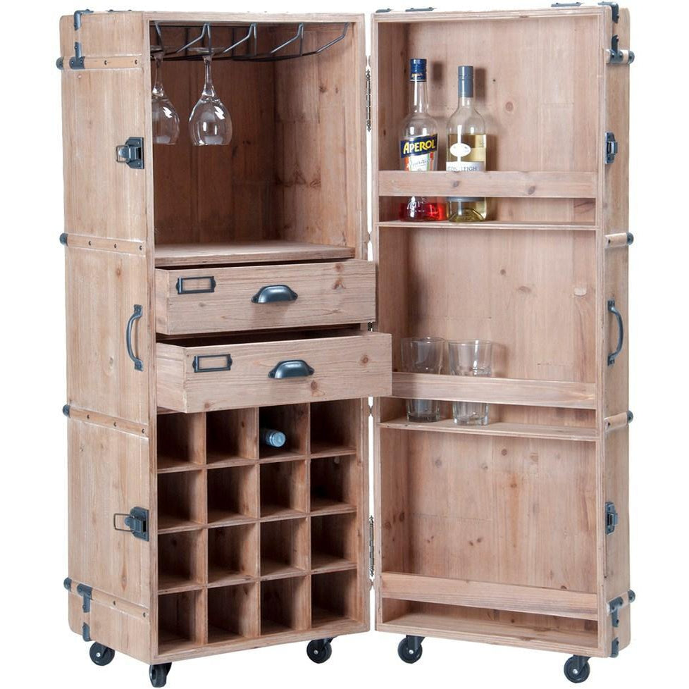 Two Tone Home Mini Bar Cabinet-Indoor Furniture-SLH-Off White Natural Wood-SLH AU