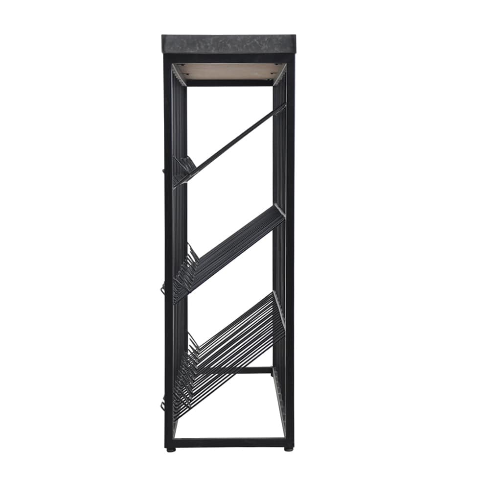 WH4004-3 Black metal and wood magazine rack