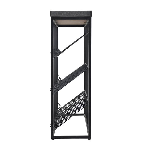 WH4004-3 Black metal and wood magazine rack