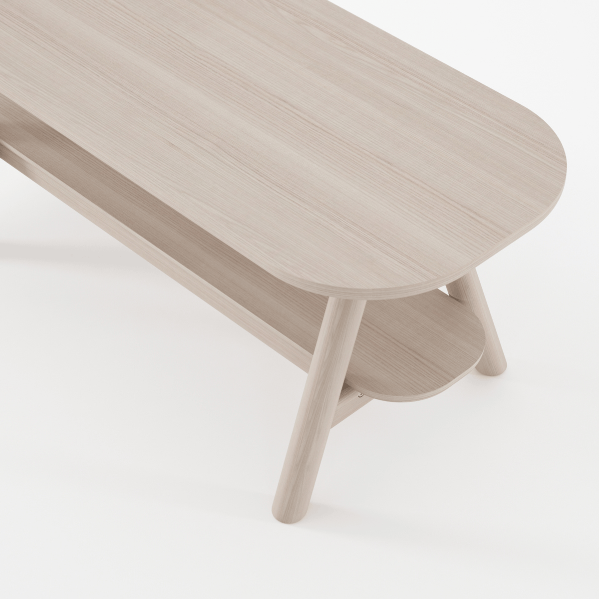 Wooden bench with shelf - background removed