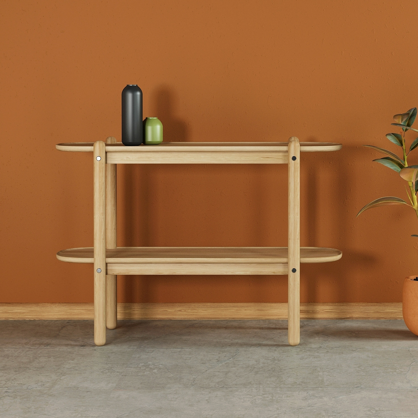 East Console With Shelf - European Oak