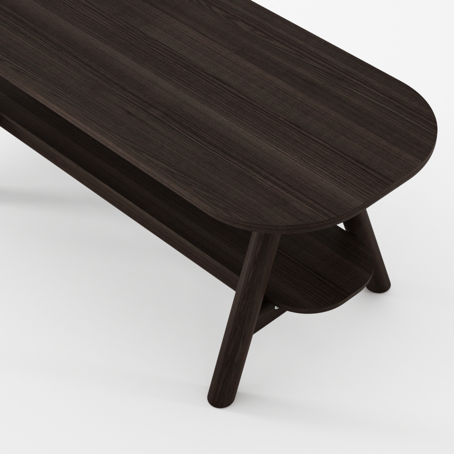 Curbus Oval Coffee Table - White Ash Dark Stained