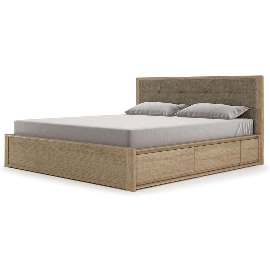 Circa King Bed with Fabric Headboard - European Oak-Indoor Furniture-Karpenter-Neutral Pastel Wood-European Oak-SLH AU