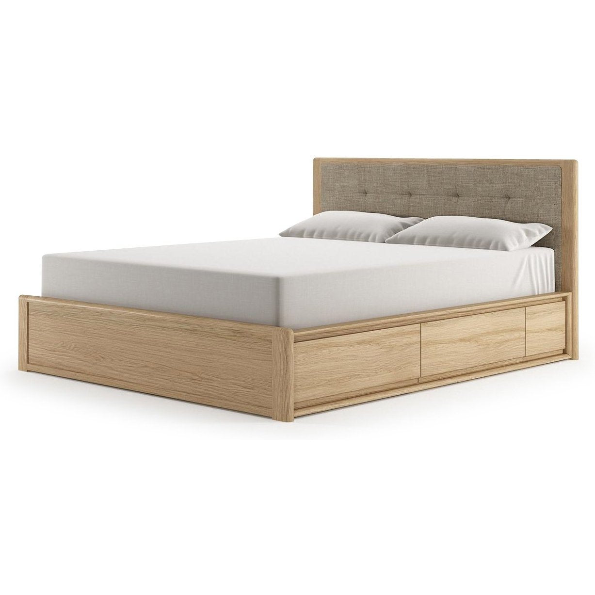 Circa Queen Bed with Fabric Headboard - European Oak-Indoor Furniture-Karpenter-Neutral Pastel Wood-European Oak-SLH AU