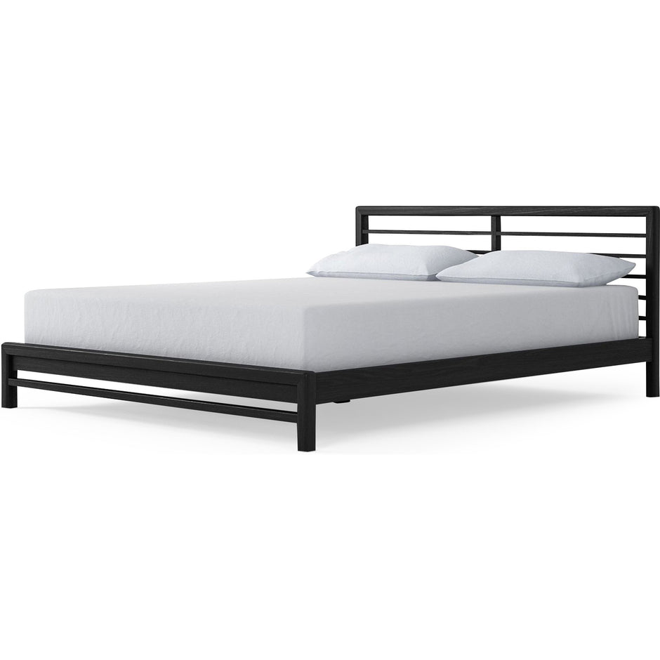 Black King Bed Frame - Stained Solid Timber Handmade by Karpenter- Low Bed Frame