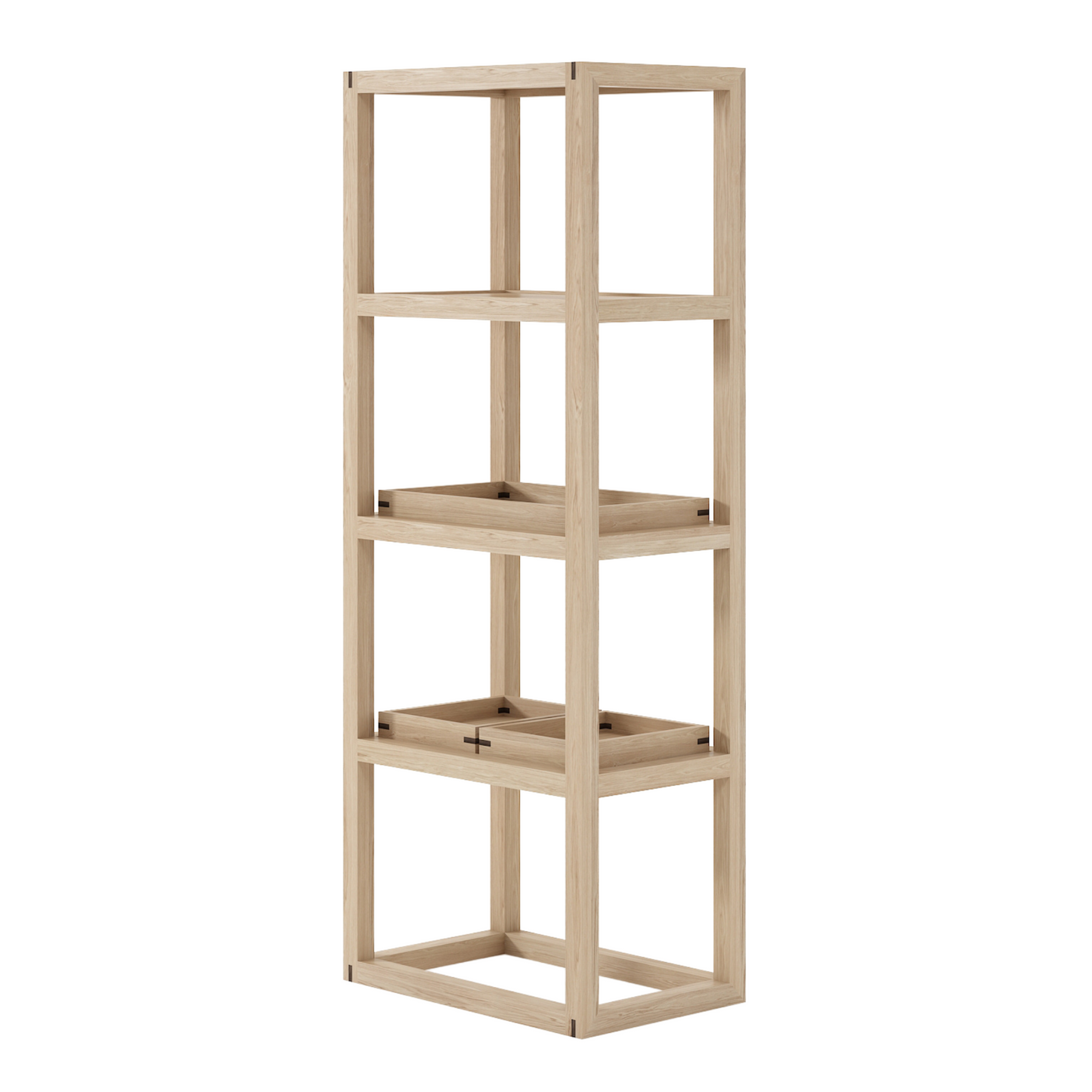 Up and Down 4 tier Tall Narrow Shelves - European Oak