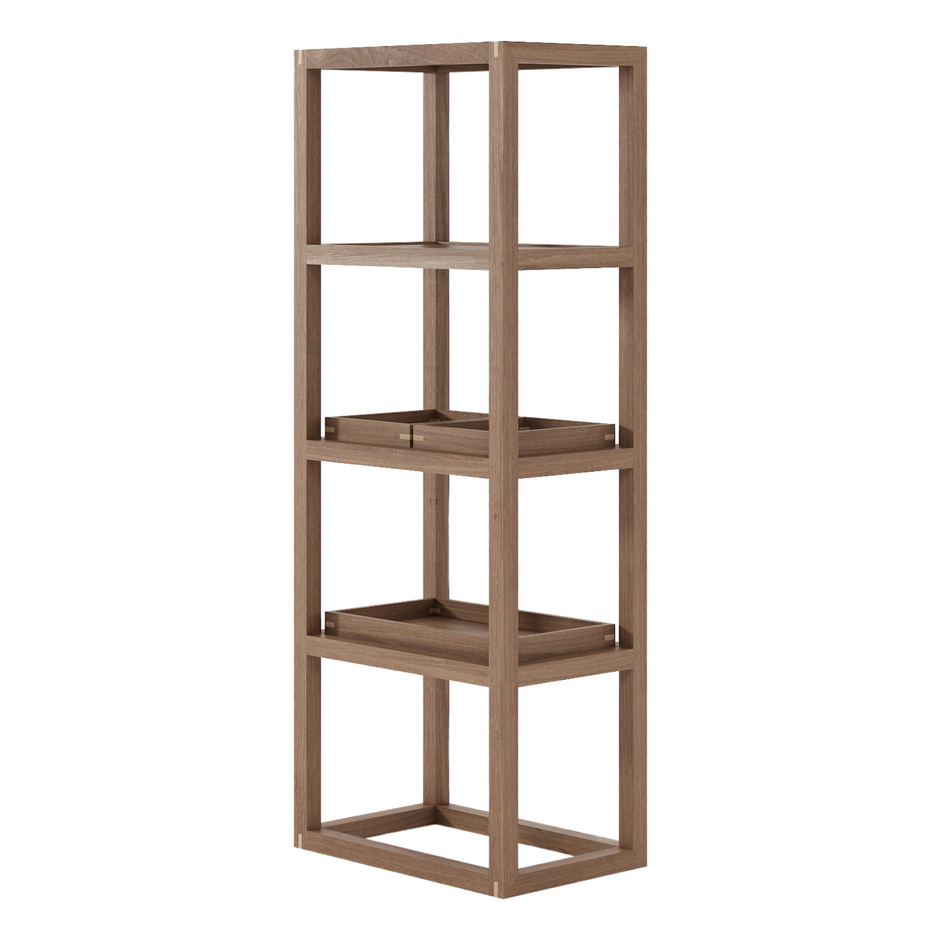 Up and Down 4 tier Tall Narrow Shelves - FSC Teak