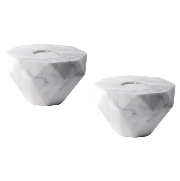 White marble candle holders