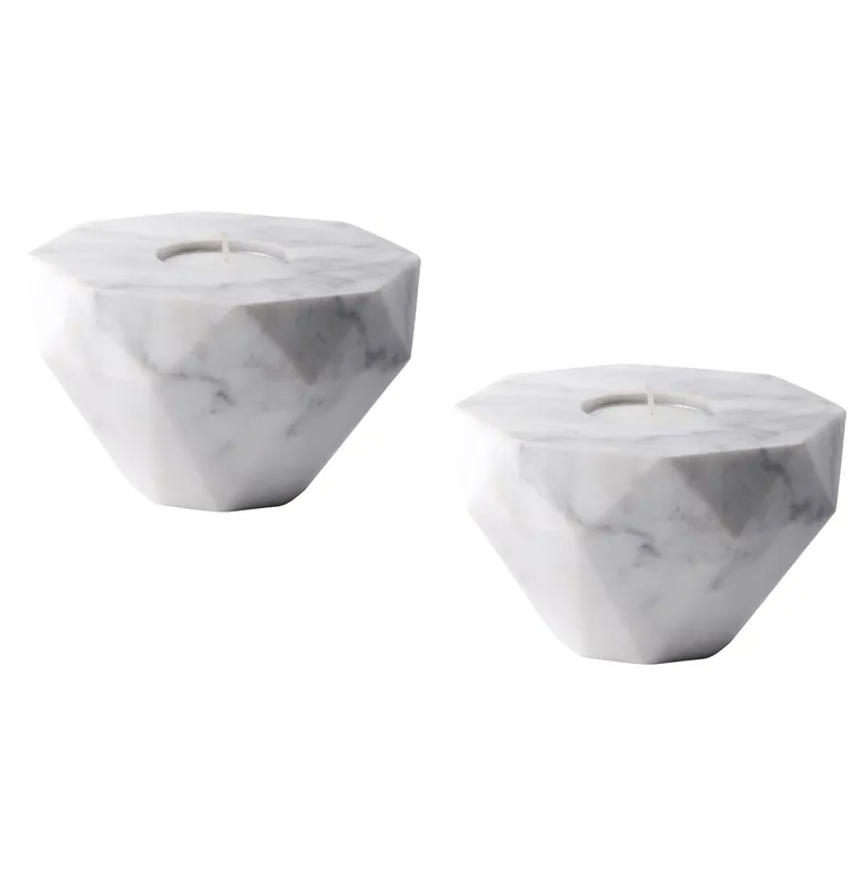 Elementer Flip Marble Candle Holder - White